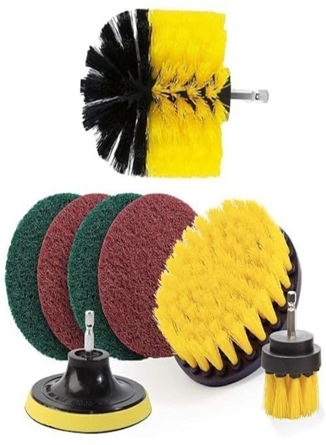 GLADBACK 8 Pcs Power Drill Scrubber Brush Set, Drill Brush Attachment Set | Scrubber Brush Pads for Tile | Multipurpose Drill Brushes for Cleaning of Bathroom Surfaces, Kitchen, Pool, Flooring and Car - Image 1